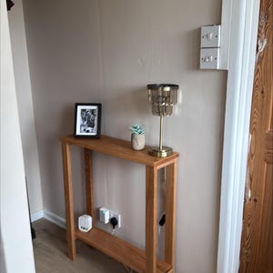 Slim Solid Oak Console Table | Narrow Hallway Entryway Table 20cm Deep