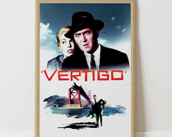 Vertigo Retro Movie Poster, Premium Canvas Art Print, High Quality Wall Art, Unique Gift