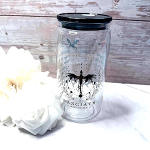 16oz glass/acrylic cups w/ acrylic Lid ft. Fourth Wing image 1