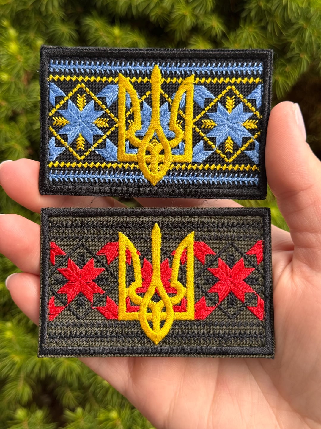 Tryzub Rurik Embroidered Ukrainian Tryzub Patch | Hook and Loop Vyshyvanka Coat of ...