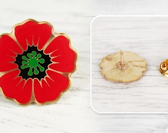 Red Poppy Enamel Lapel Pin | Ukrainian Remembrance Flower Badge (2cm x 2cm)