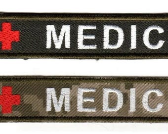 Medical Cross Medic Patch | Embroidered Camouflage Olive Red First Aid Military Army EMT