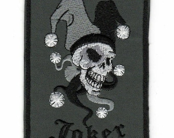 Scary Court Jester  Skull Embroidered Patch | Scary Clown Biker Military Logo (Hook and Loop)