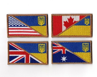 Ukraine Flag Embroidered Patch United State Canada United Kingdom Australia Tactical Military Morale Hook and Loop Sew On Backpack Jacket