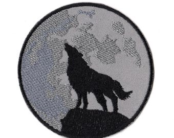 Wolf Howling Full Moon Sew-on Patch | Lone Wolf Biker Logo