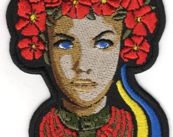 Ukrainian Girl Embroidered Patch Trident Flag Colors Military Vest Jacket Patriotic Ukraine Gift