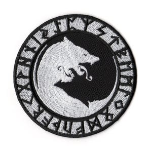 Parche bordado de Fenrir Wolf para coser, con runas Futhark nórdicas vikingas de la mitología de Odín, ideal para chaquetas, mochilas, chalecos de motociclista. Regalo para hombres.