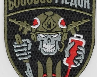 Ukrainian Combat Medic Patch | Embroidered ZSU Trident Medical Cross Skull (Hook and Loop)