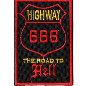Parche bordado de la autopista 666 / Logotipo de motociclista de la Ruta 666 de Devils Road