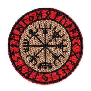 Vegvisir Aufnäher | Isländischer magischer Stab Wikinger Odin Kompass nordisches Mythologie Logo