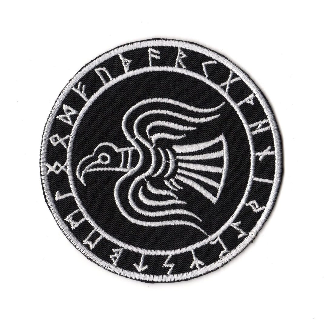 Huginn and Muninn Sew-on Patch | Odins Raven Norse Viking Birds Symbol ...