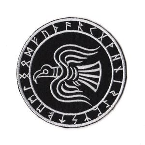 Huginn och Muninn Sy-på-lapp | Odens Korp Nordisk Viking Fåglar Symbol Mytologi Gud
