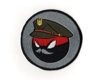 Ukrainian Countryball Embroidered Patch | Red and Black Flag Tactical Hook and Loop Emblem