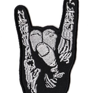 Devil Horns Hand Patch Embroidered Sew On Heavy Metal Rock Biker Vest Jacket Denim Backpack Applique Badge