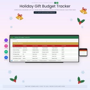 Multi-Holiday Gift Budget Tracker Spreadsheet (Excel, Google Sheets)