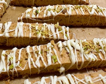 Biscotti de limón y pistacho con chocolate blanco (paquete de 4)
