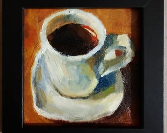 Still Life Coffee Time New and original small oil painting framed