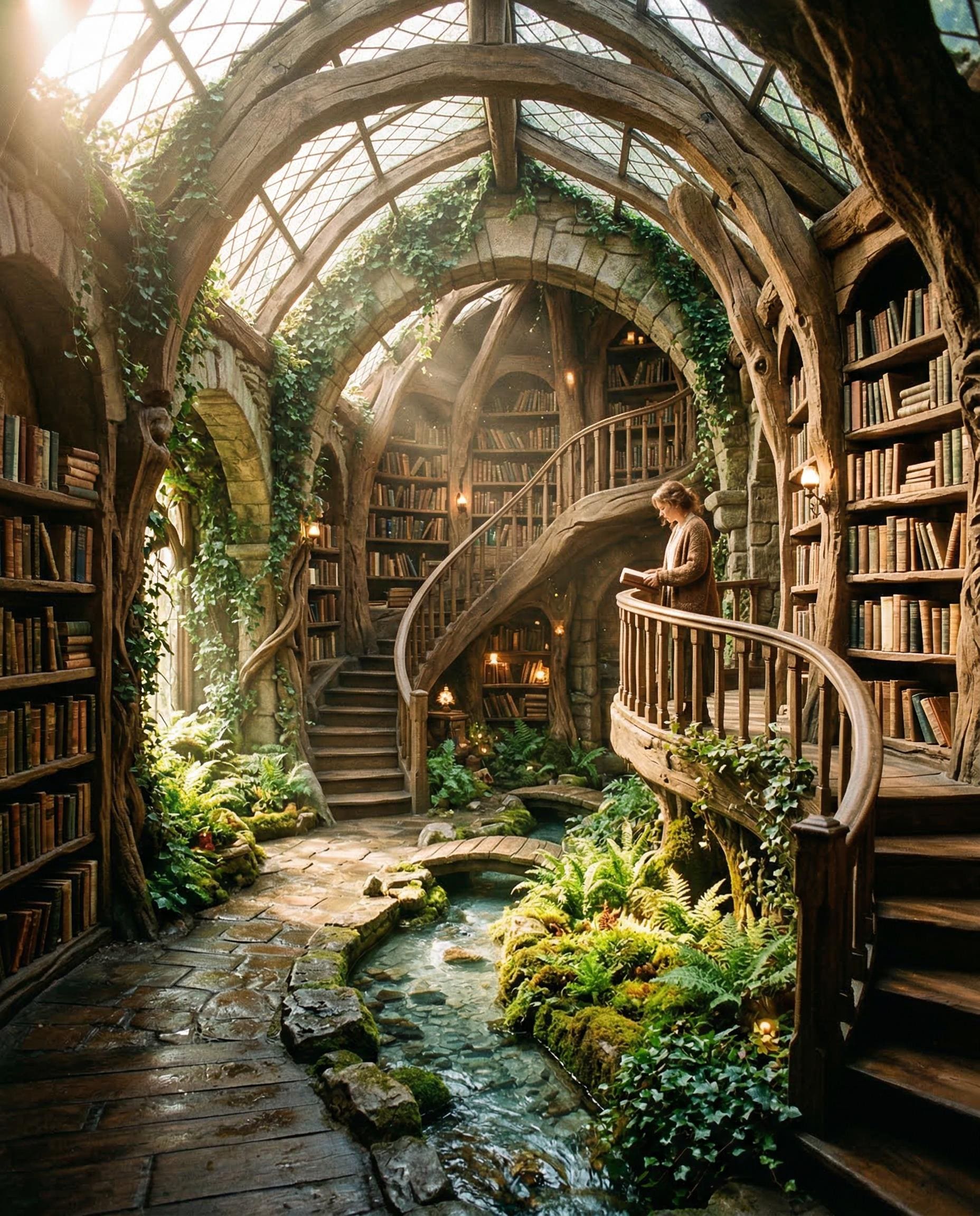 Whimsical Treehouse Library Art Print, Enchanted Forest Bookshop Photo ...