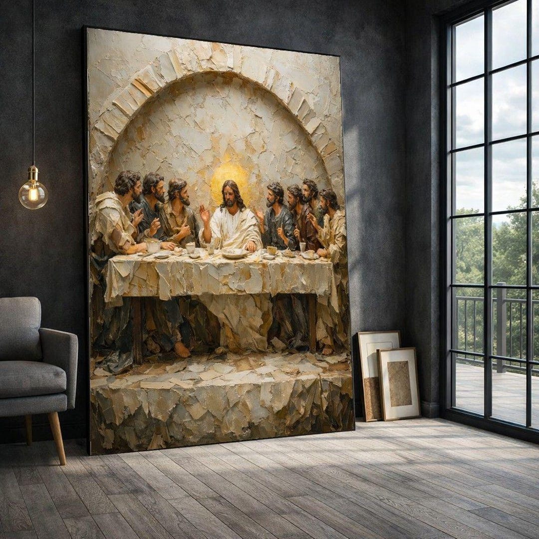 The Last Supper Framed Wall Art, Religious Canvas Print, Christian ...