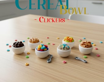 Tazón de cereales Fidget Clicker / Lucky Charms Cheerios Cap'n Crunch Cocoa Puffs / Alivio del estrés / Llavero Fidget