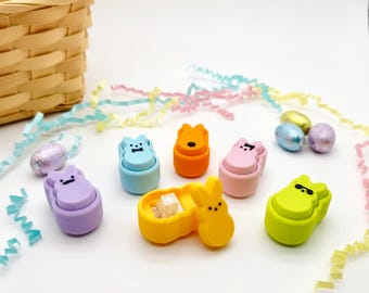 Peeps Marshmallow Bunny Fidget Clicker / Mini juguete sensorial / Canasta de Pascua para rellenar / Llavero Fidget