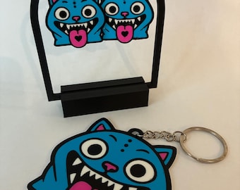 Derpy tiger K-pop Demon Hunter earrings and keychain