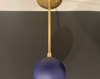 Atlas, pendant, available and blue or black.  Brass Pendant Light  .  Mid Century Inspired  .  Modern Minimalist