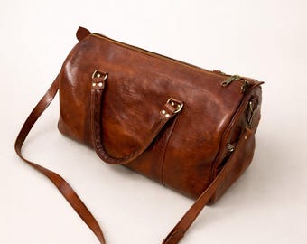 Genuine Leather Travel Bag – Vintage Brown Weekend Bag – Bag for Men & Women – Elegant Handmade Cabin Bag – Luxury Gift