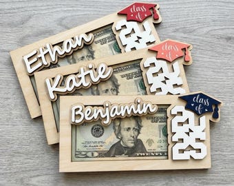 Personalized Wood Graduation Money Holder 2025: Gift for Him/Her MS95