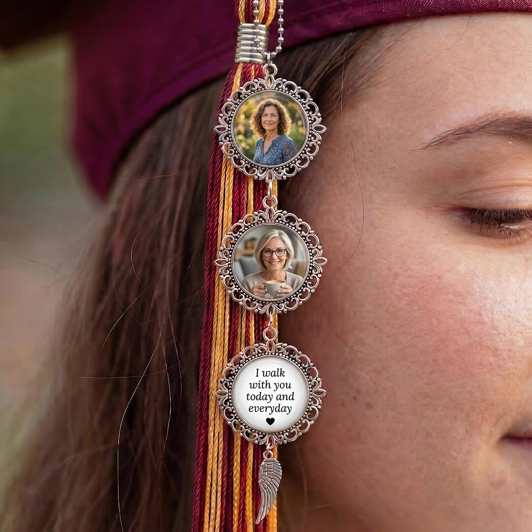 Graduation Tassel Charm With Angel Wings,custom Graduation Cap Photo ...
