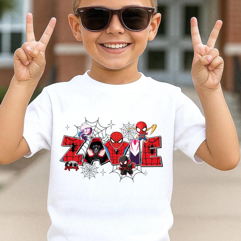 Personalized Spidey And His Amazing Friends Hero Movie Dad Shirt, Spiderman Fathers Day Shirt, Custom Dada Birthday Gift afbeelding 4
