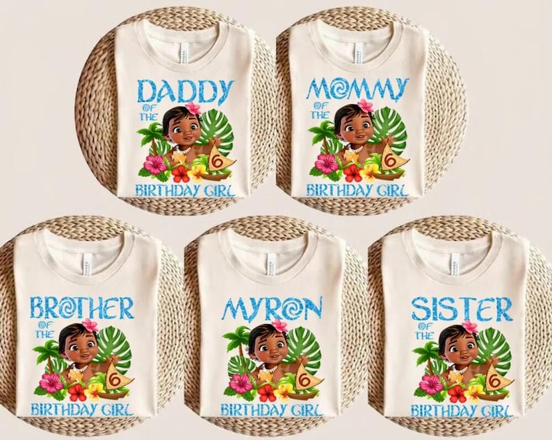 Disneyland Moana Birthday Family Shirts, Custom Birthday Princess Moana Tees, Disneyland Birthday Girl Sweatshirt, Family Birthday Shirt image 5