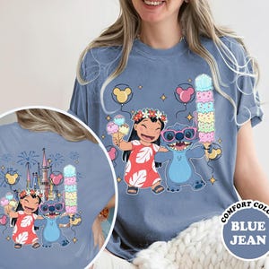 Camiseta de dos caras de Lilo y Stitch, camiseta de Stitch del Reino Mágico del Castillo de Disney, camiseta de viaje de Lilo y Stitch a Disney, camisetas para niños y adultos imagen 3
