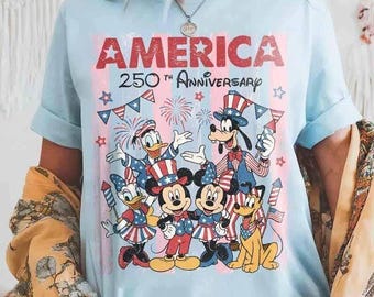Disney Trip Red White And 250 Tee, America 250 Anniversary Family Vacation Shirt, Patriotic 4th Of July Matching Outfit 2026