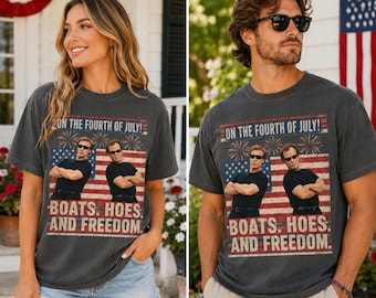 Vintage Step Brothers Brand On The Fourth Of July Shirt, Boats Hoes And Freedom Parody Shirt, Funny 4th Of July Tee, Boats Hoes And Freedom
