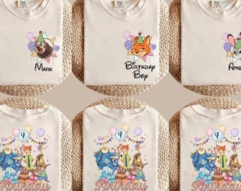 Personalized Name Age Zootopia Birthday Boy Shirt, Disneyland Judy Hopps Nick Wilde Gary De'Snake Birthday Squad Gift, Disneyland Family Tee