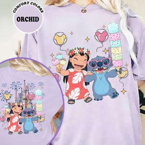 Camiseta de dos caras de Lilo y Stitch, camiseta de Stitch del Reino Mágico del Castillo de Disney, camiseta de viaje de Lilo y Stitch a Disney, camisetas para niños y adultos imagen 2