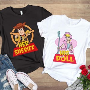 Toy Story Couple Woody And Bo Peep Shirt, Her Sheriff His Doll Shirt Disneyland Couple Shirt Disneyland Valentine Sweatshirt Honeymoon Shirt afbeelding 4