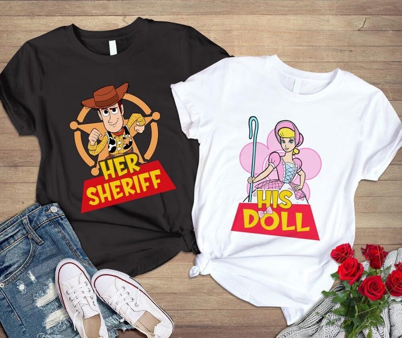 Toy Story Couple Woody And Bo Peep Shirt, Her Sheriff His Doll Shirt Disneyland Couple Shirt Disneyland Valentine Sweatshirt Honeymoon Shirt afbeelding 4