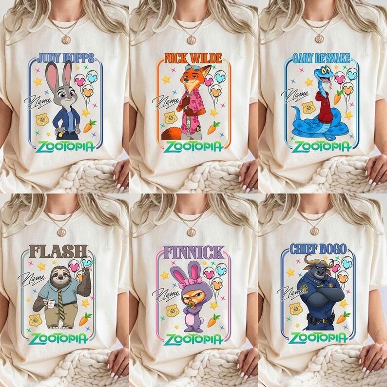Personalized Disneyland Zootopia All Characters Group Shirts, Judy Hopps Nick Wilde Birthday T-Shirt, Disneyland Family Matching Birthday image 3