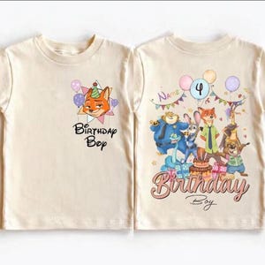 Personalized Name Age Zootopia Birthday Boy Shirt, Disneyland Judy Hopps Nick Wilde Gary De'Snake Birthday Squad Gift, Disneyland Family Tee image 5
