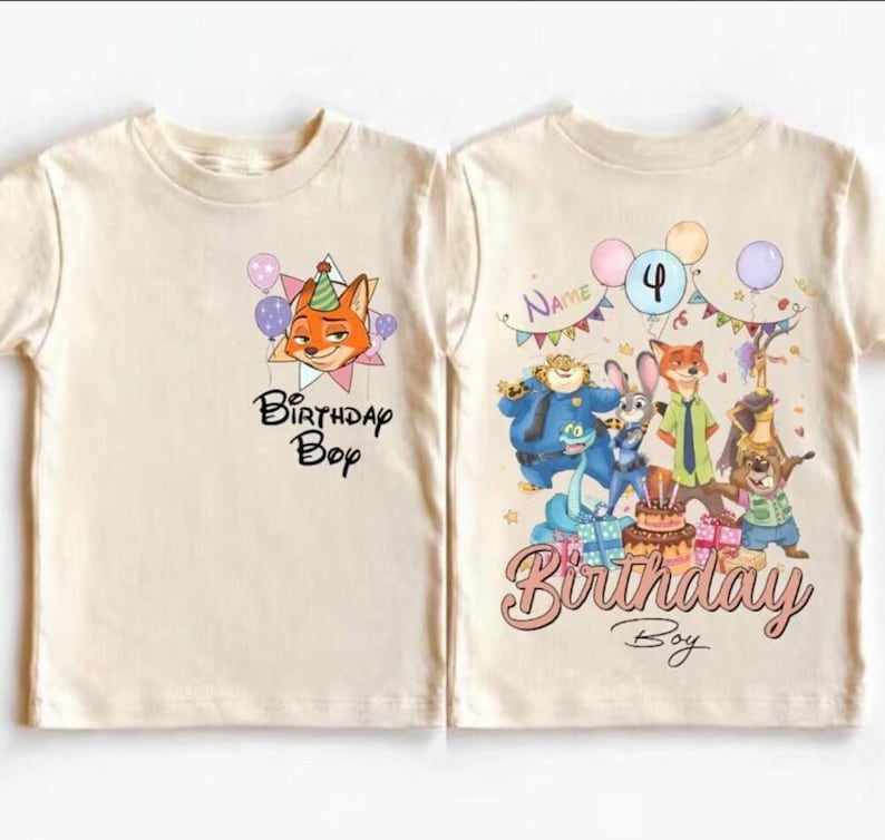 Personalized Name Age Zootopia Birthday Boy Shirt, Disneyland Judy Hopps Nick Wilde Gary De'Snake Birthday Squad Gift, Disneyland Family Tee image 5