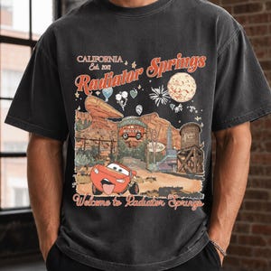 Lightning McQueen Disney Cars Shirt, Welcome to Radiator Springs Disneyland California Est 2012 T-shirt image 5