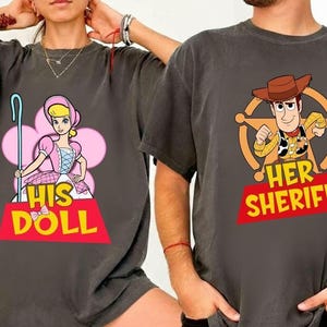Toy Story Couple Woody And Bo Peep Shirt, Her Sheriff His Doll Shirt Disneyland Couple Shirt Disneyland Valentine Sweatshirt Honeymoon Shirt afbeelding 2