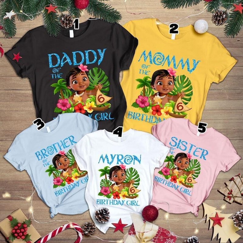 Disneyland Moana Birthday Family Shirts, Custom Birthday Princess Moana Tees, Disneyland Birthday Girl Sweatshirt, Family Birthday Shirt image 7