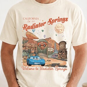Lightning McQueen Disney Cars Shirt, Welcome to Radiator Springs Disneyland California Est 2012 T-shirt image 4