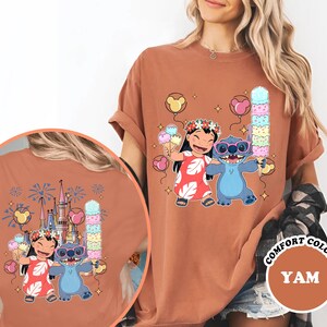Camiseta de dos caras de Lilo y Stitch, camiseta de Stitch del Reino Mágico del Castillo de Disney, camiseta de viaje de Lilo y Stitch a Disney, camisetas para niños y adultos imagen 5