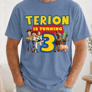 Custom Name Kids Toddler Toy Story T-shirt, Personalized Buzz Woody Jessie Shirt, Custom Birthday Boy Girl Tee, land Trip Shirt image 4