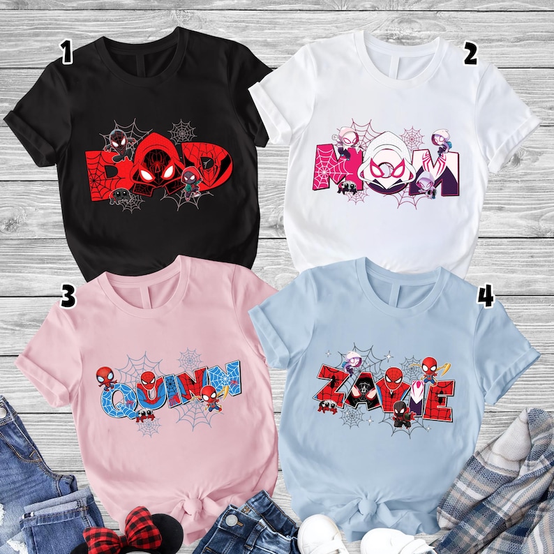Personalized Spidey And His Amazing Friends Hero Movie Dad Shirt, Spiderman Fathers Day Shirt, Custom Dada Birthday Gift afbeelding 3