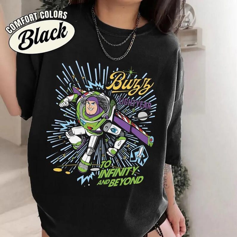 Retro Buzz Lightyear To Infinity And Beyond Shirt, Toy Story Pixar Disneyland Tee, Space Ranger Shirt, Disneyland Family Trip Matching image 2